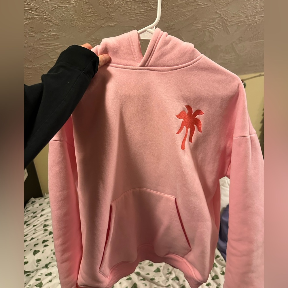 Pink Hoodie with Palm Tree Design